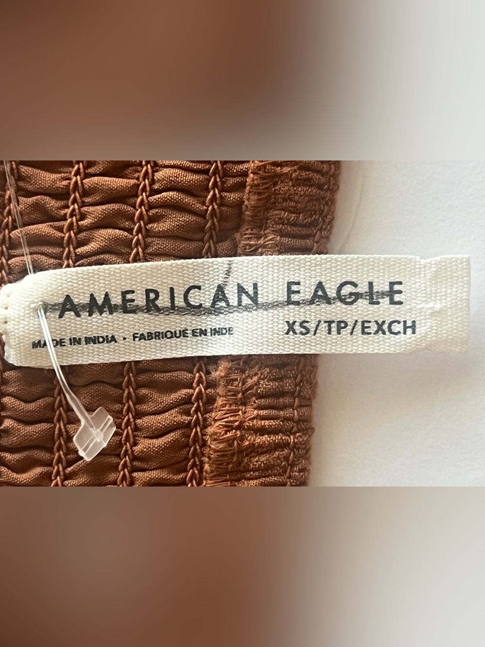 American Eagle Strapless Drop Waist Mini Bubble Dress Brown XS open back - Picture 14 of 17